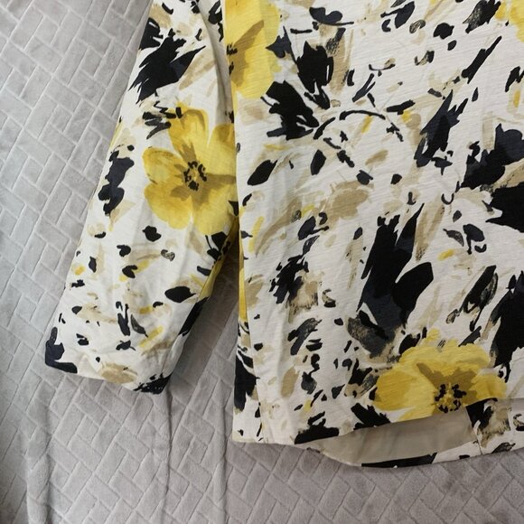David Brooks Women XL Blazer Silk Floral Artistic Colorful 3/4 Sleeve Open Front - Picture 16 of 16